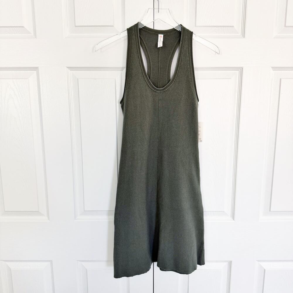 Daily Practice by Anthropologie Elle Ribbed Sleeveless Sweater Dress Moss